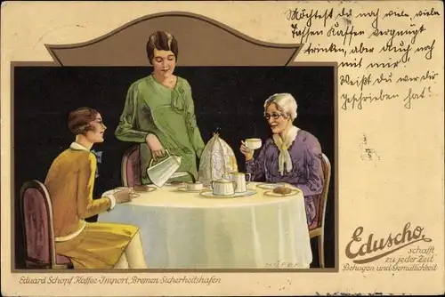 Ak Reklame, Eduscho Kaffee Bremen, Frauen trinken Kaffee