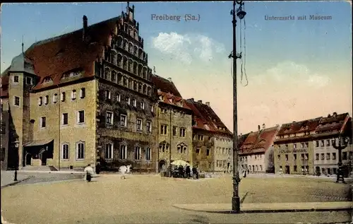 Ak Freiberg in Sachsen, Untermarkt mit Museum