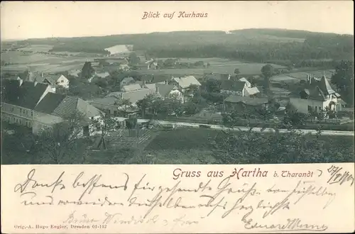 Ak Hartha Hintergersdorf Tharandt im Erzgebirge, Panorama mit Kurhaus