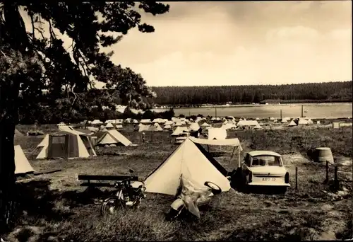 Ak Geyer im Erzgebirge Sachsen, Am Stausee, Zeltplatz, Trabant