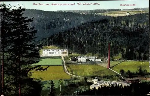 Ak Lauter Bernsbach im Erzgebirge Sachsen, Brethaus im Schwarzwassertal, Oberpfannenstiel