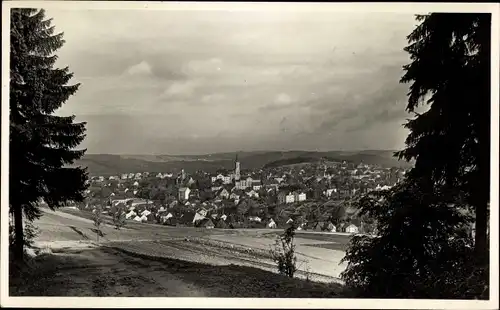 Foto Ak Eibenstock Erzgebirge, Ortsansicht mit Kirche