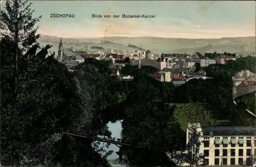 Ak Zschopau im Erzgebirge Sachsen, Blick von der Bodemer-Kanzel