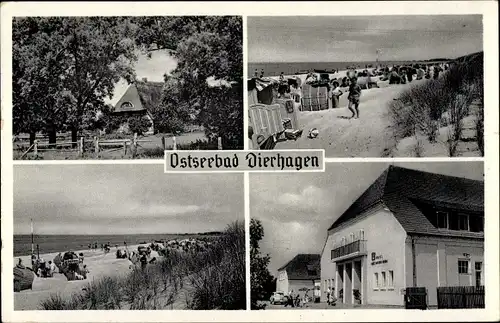 Ak Ostseebad Dierhagen, Strand, Reetdachhaus, Gebäude