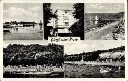 Ak Rerik Kreis Rostock, Kurhaus mit Blick auf den Strand, Steg