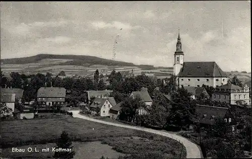 Ak Eibau Kottmar in der Oberlausitz, Teilansicht mit Kirche