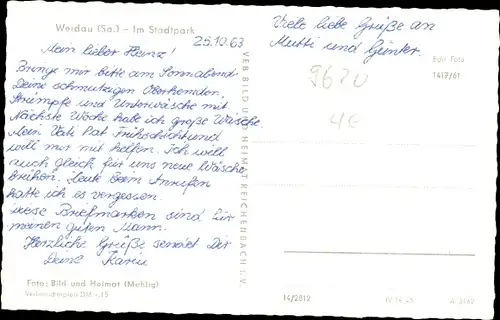 Ak Werdau in Sachsen, Im Stadtpark, Springbrunnen