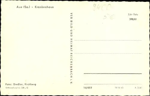 Ak Aue im Erzgebirge Sachsen, Krankenhaus
