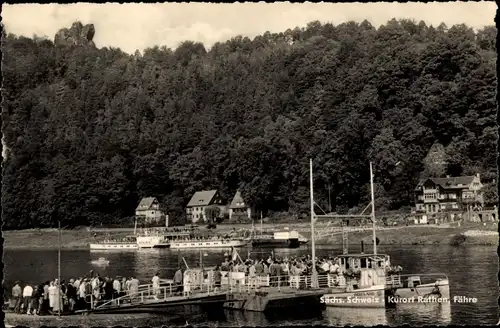 Ak Kurort Rathen Sächsische Schweiz, Fähre, Elbe