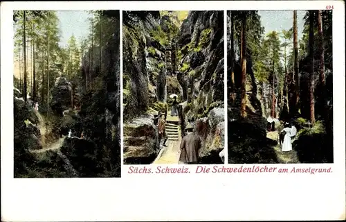 Ak Hohnstein Sächsische Schweiz, Schwedenlöcher