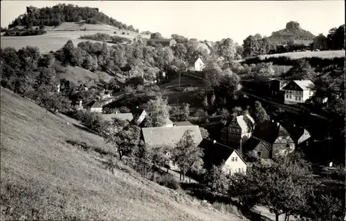 Ak Schöna Sächsische Schweiz, Gesamtansicht, Kaiserkrone und Zirkelstein