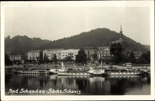 Foto Ak Bad Schandau Sächs. Schweiz, Elbdampfer Riesa und Leipzig