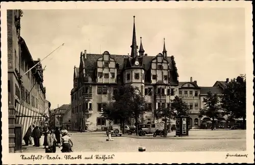 Ak Saalfeld an der Saale Thüringen, Markt mit Rathaus