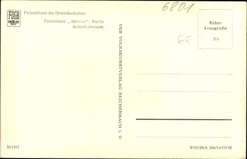 Ak Bucha Thüringen, FDGB Ferienheim Aktivist, Aufenthaltsraum