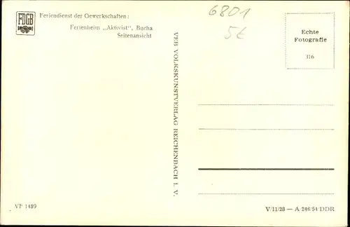 Ak Bucha Thüringen, FDGB Ferienheim Aktivist