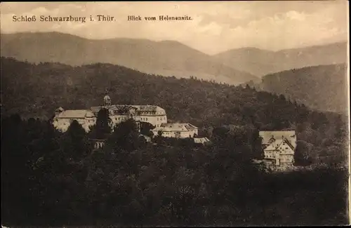 Ak Schwarzburg in Thüringen, Schloss, Blick vom Helenensitz