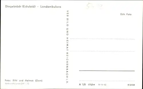 Ak Dingelstädt im Eichsfeld Thüringen, Landambulanz