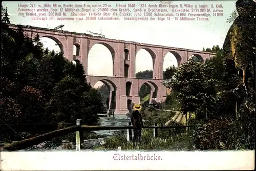 Ak Jocketa Pöhl Vogtl. Schweiz, Elstertalbrücke