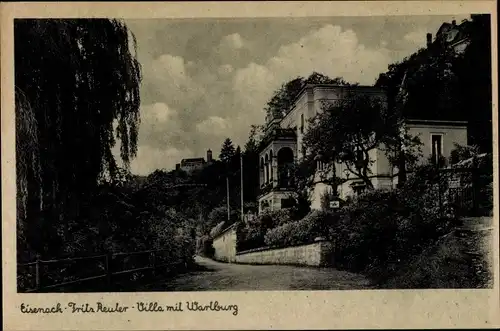 Ak Lutherstadt Eisenach in Thüringen, Fritz Reuter Villa mit Wartburg