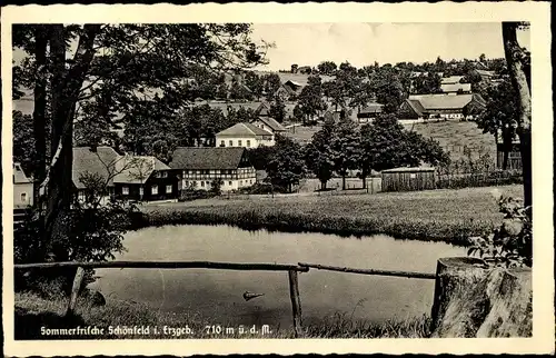 Ak Schönfeld Thermalbad Wiesenbad im Erzgebirgskreis, Teilansicht