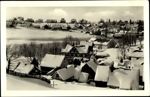 Ak Schmiedefeld am Rennsteig Suhl Thüringen, Winteransicht