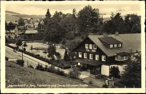 Ak Schmiedefeld am Rennsteig Suhl Thüringen, Filmbühne und Georg-Schumann-Straße