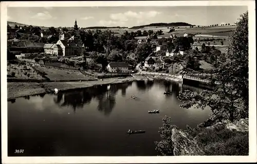 Ak Harra Rosenthal am Rennsteig, Ufer Stausee der Saaletalsperre, Blick vom Zwirbelfels