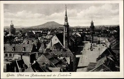 Ak Görlitz in der Lausitz, Blick vom Rathausturm nach der Landeskrone