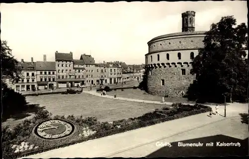 Ak Görlitz in der Lausitz, Blumenuhr, Kaisertrutz