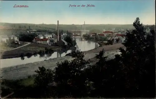 Ak Lunzenau in Sachsen, Partie an der Mulde