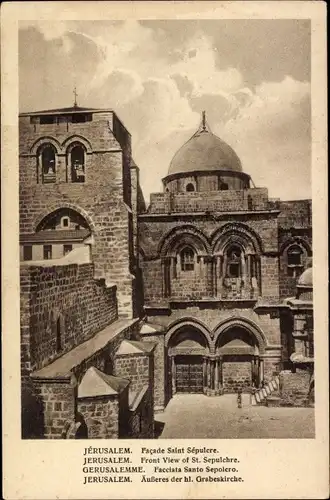 Ak Jerusalem Israel, Facade Saint Sépulcre, Grabeskirche