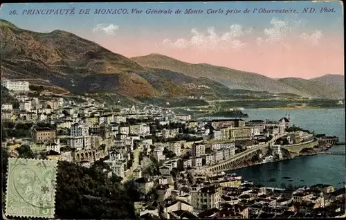 Ak Monte Carlo Monaco, Vue generale prise de l'Observatoire