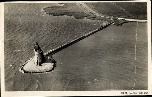 Ak Marken Nordholland Niederlande, Vuutoren, Leuchturm aus der Vogelschau