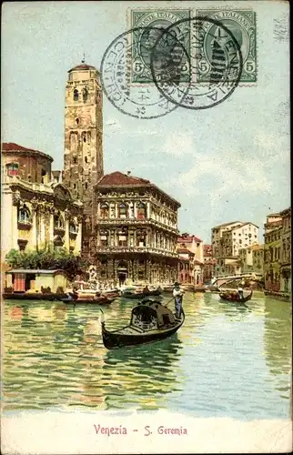 Ak Venezia Venedig Veneto, San Geremia, Gondeln