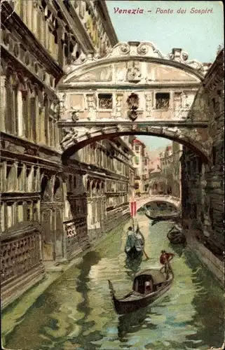 Ak Venezia Venedig Veneto, Ponte dei Sospiri, Gondolieri