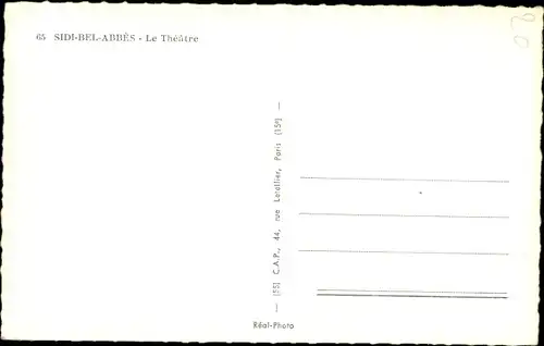 Ak Sidi bel Abbès Algerien, Le Theatre, Straßenpartie mit Blick auf das Theater