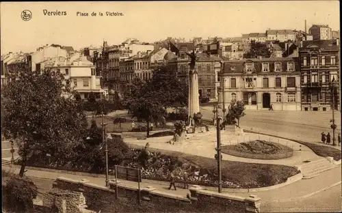 Ak Verviers Wallonien Lüttich, Place de la Victoire, Säule