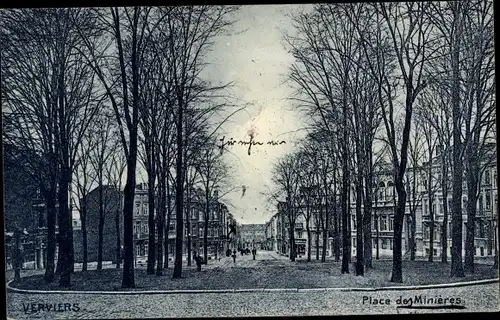Ak Verviers Wallonien Lüttich, Place des Minieres, Grünanlage, Bäume