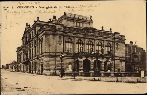 Ak Verviers Wallonien Lüttich, Vue generale du Theatre