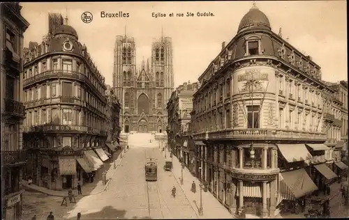 Ak Bruxelles Brüssel, Église et rue Ste Gudule