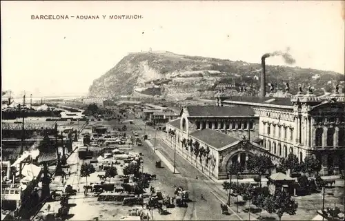 Ak Barcelona Katalonien Spanien, Aduana y Montjuich
