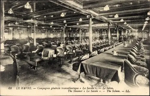 Ak Le Havre, Paquebot Savoie, Interieur, le Salon, CGT, French Line