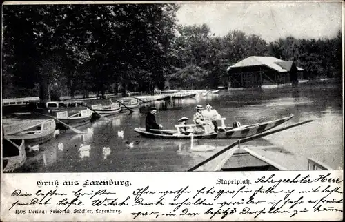 Ak Laxenburg in Niederösterreich, Stapelplatz, Ruderboot