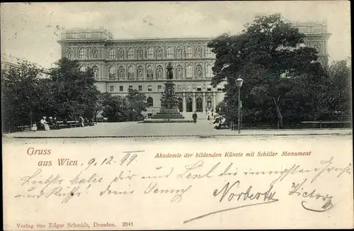 Ak Wien 1 Innere Stadt, Akademie der bildenden Künste mit Schiller Monument