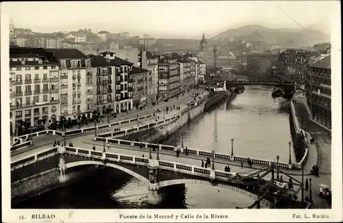 Ak Bilbao Baskenland, Puente de la Merced y Calle de la Rivera