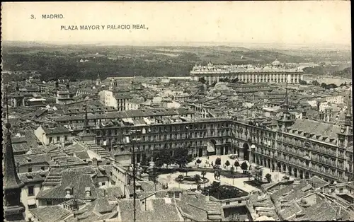 Ak Madrid Spanien, Plaza Mayor y Palacio Real