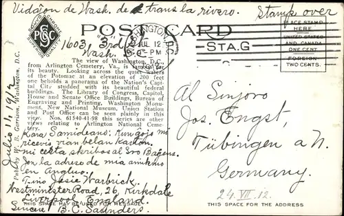 Ak Washington DC USA, from Arlington National Cemetery