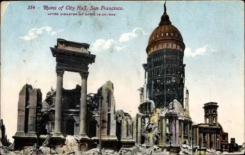 Ak San Francisco Kalifornien USA, Ruins of City Hall