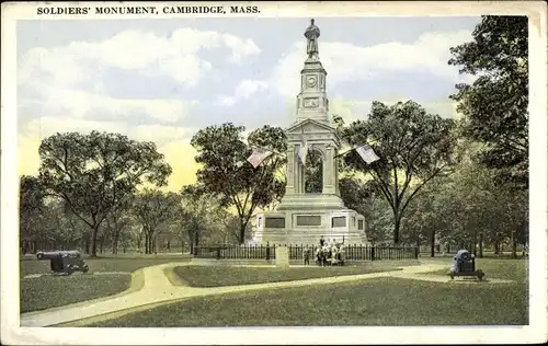 Ak Cambridge Massachusetts USA, Soldiers Monument