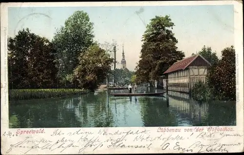 Ak Lübbenau im Spreewald, Teilansicht vom Ort, Goroschoa